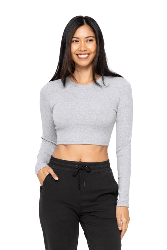 Romi Mico-Ribbed Cropped Long-Sleeve