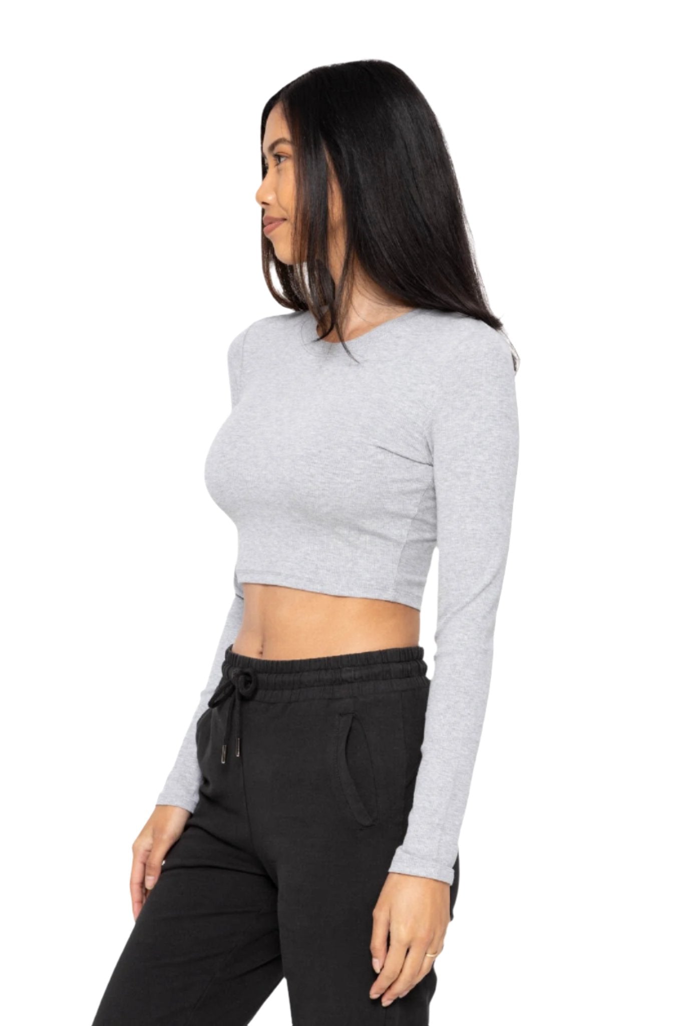 Romi Mico-Ribbed Cropped Long-Sleeve